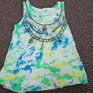 Blue green and yellow tank
